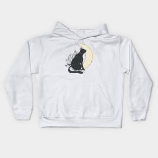 Black cat with moon Kids Hoodie